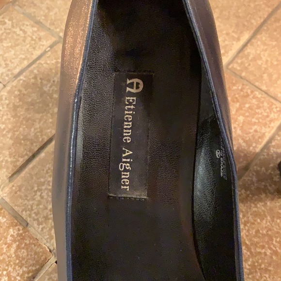 Etinenne Aigner Size 10M Black Leather Heels - Picture 3 of 6